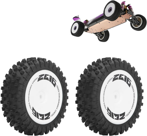 Alomejor 2Pcs Rubber RC Car Rear Tires Set for 124007 Remote Control Car