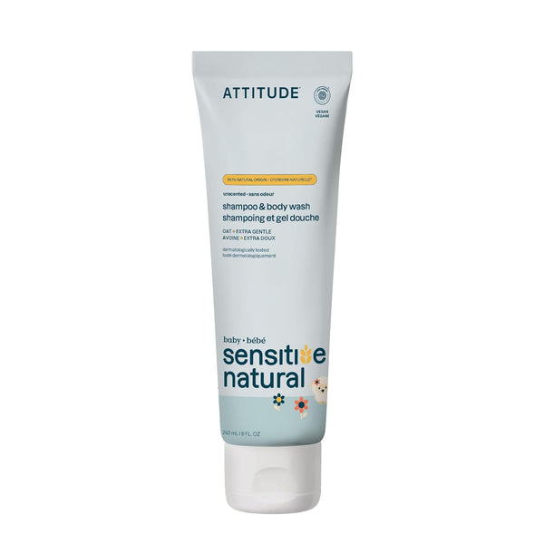 ATTITUDE Baby 2-in-1 Shampoo and Body Wash, EWG Verified, Extra Gentle, Enriched