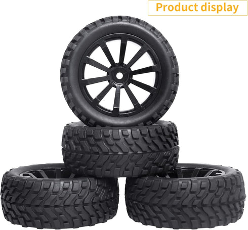 4Pcs 12mm Hex RC Wheels Tires, Height 2.99 inch (76mm) for 1/10 On Road and 1/14 1/16 1/18 Scale Models