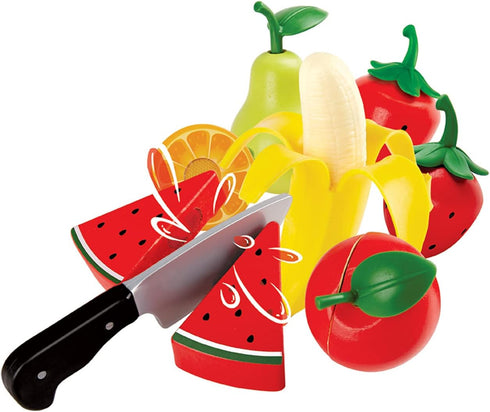 Hape Wooden Healthy Cutting Play Fruits with Play Knife | Pretend Play Kitchen Toys for Toddlers Age 3Y+