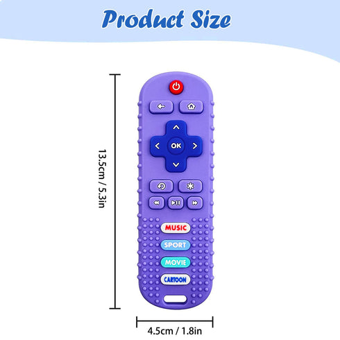 3 Pack Baby Teether Toys - TV Remote Control Shape Silicone Teething Toys for Babies 6-12 Months (Pink&Khaki&Purple)