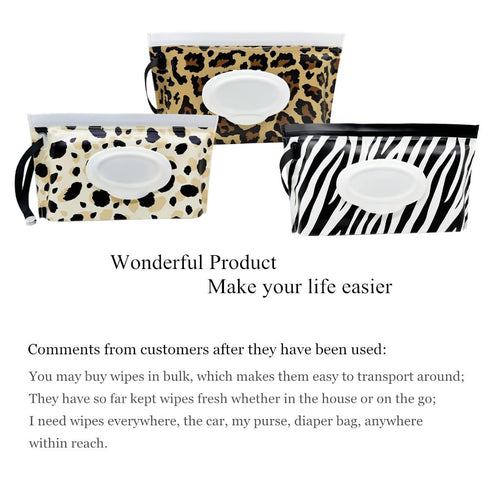 (3 Pack) Portable Wet Wipe Pouch, Reusable Refillable Travel Wipes Holder & Case, Lightweight Flushable Diaper Wipes