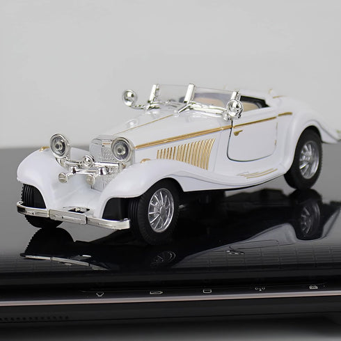 PUXU 1:28 Pullback 6.5in/16.8cm) Scale Diecast Metal Antique Classic Model Cars Collectible Toy Gifts (White,Length