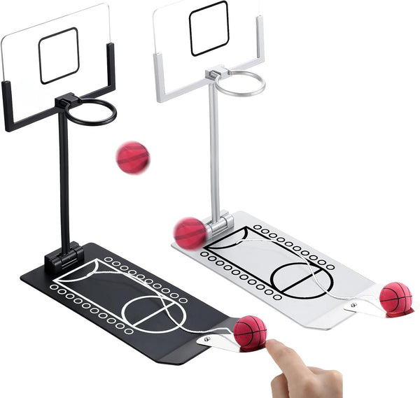 Deekin 2 Pcs Mini Basketball Hoop, Desktop Basketball Game Metal Tabletop Toy for Office Kid Adult Fun