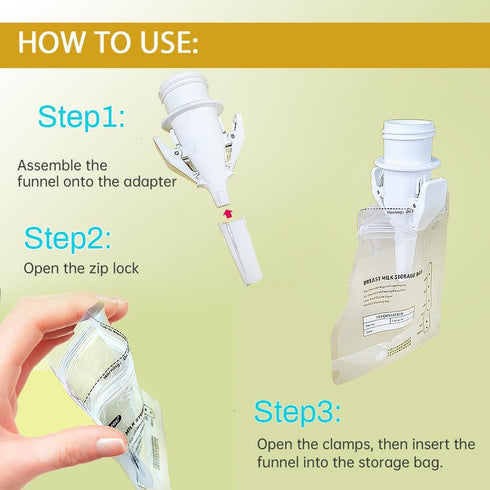 Narrow Neck Breastmilk Storage Bag Adapters for Medela Pumps, Compatible with Lansinoh and Nuk Bags by PumpMom