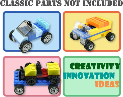 122 Pcs Wheels and Axles Set, Car Parts Chassis Pieces, Compatible with Classic Bricks Toys