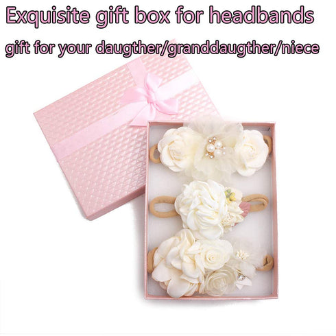 Baby Girl Floral Headband, Nylon Flower Crown Elastic Hairband, 3pcs Hair Accessories Gift for Girls, 2#, Stretchy Size
