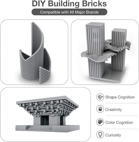 Lekebaby Building Bricks 1500 PCS Basic Blocks, Compatible with Major Brands (Gray)