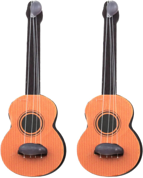E-outstanding 2PCS Miniature Guitar, Wooden Base Guitar Dollhouse Musical Instrument Photo Props