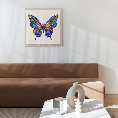 GLOBLELAND 120 Pcs Wooden Jigsaw Puzzles for Adults - Colorful Butterfly Shaped Puzzles