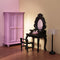 Minamzee 5Pcs 1:12 Dollhouse Wardrobe Furniture Set, Miniature Purple Openable Wardrobe, Dresser with