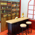 Dollhouse Furniture Metal Bar Table & Chair - Wood Top Pub Set, 1:12 Scale Miniature Accessories, Bar Counter Stool
