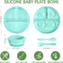 CHENGU 12 Set Pcs Silicone Bowl with Suction for Baby Toddler with Suction Plate, Spoon and Fork, Divided Design Baby