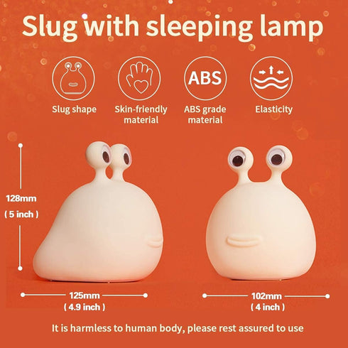 MUID Original Authentic Slug Night Light, Nursery Squishy Lamp, Cute Animal Bedside Lamp for Kids, Soft Silicone Light