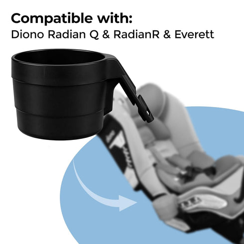 Pack 3 Diono XL Car Seat Cup Holders for Radian and Everett Car Seats, of Cup Holders, Black