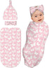 Broiteid Butterfly Pink Baby Stuff Newborn Pink Swaddle Blanket with Beanie Hat and