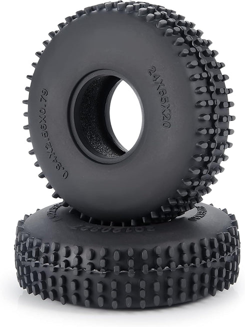 RCHUBAM 4PCS 1.0" Crawler Tires, Rubber Tires 65mm for 1/18 TRX4M 1/24 Axial SCX24 RC Crawler Car
