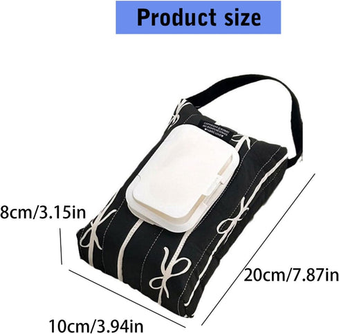 REDYY Pack Sturdy Cotton Wet Wipe Storage Quilted Bowknot Stripe Designs Soft Travel Tissue Holder for On The Way Moms