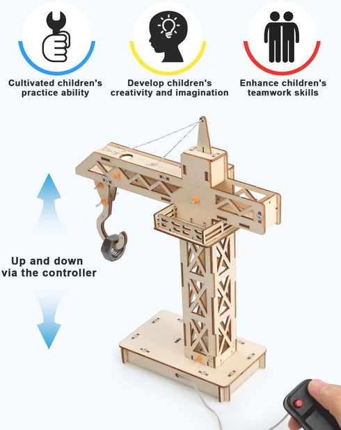 Poraxy 4 in 1 STEM Kits, Educational Science Craft Model Kit, Assembly 3D Wooden Puzzles, Gift for Kids Ages 8-12,