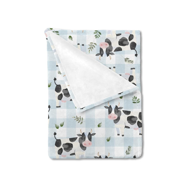 Cow Boho Leaves Baby Blanket, Spring Farm Animals Leaves, Soft Swaddle Blanket for Toddler Infant Newborn Nursery 30x40