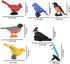 Mini Bird Figurines 7pcs - Cake Cupcake Topper, Miniature Birds for Kids Birthday and Baby Shower Party Supplies