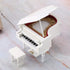 White Piano Toy with Bench and Case - Miniature Musical Model, Decoration Furniture Accessories for Birthday Gift