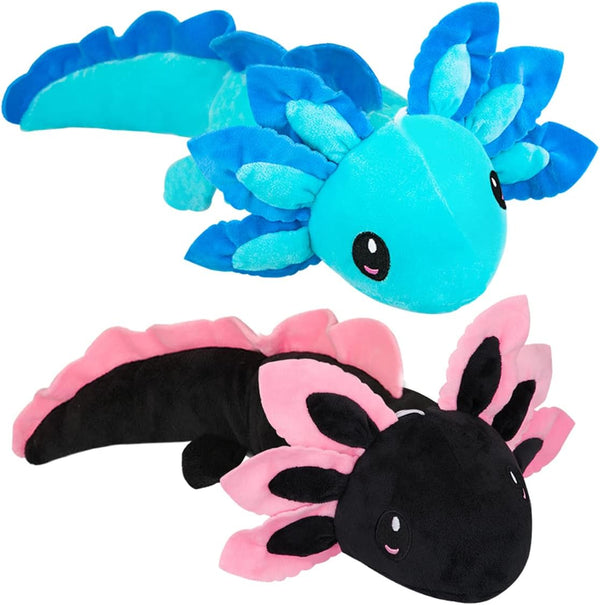 14" Axolotl Plush Toy, Salamander Stuffed Animal, Gifts for Boys Girls Birthday Christmas (Blue+Black)