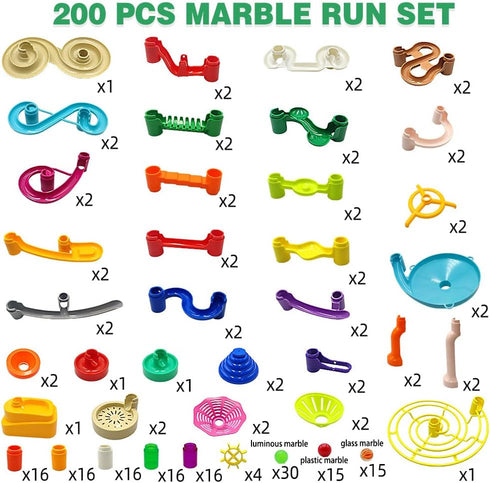 Marble Run Marble Maze Race Track with Glowing Marbles for Kids Ages 3-10, Fun Building Toys