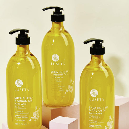 Luseta 33.8oz Shea Butter & Argan Oil Body Wash, Moisturizing Body Wash Formulated for Dry Skin Normal Skin Combination