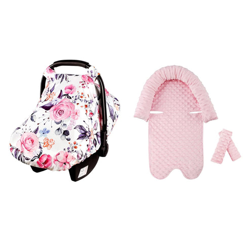 Pack of Baby Car Seat Head Support and Covers Stylish Floral Ultra