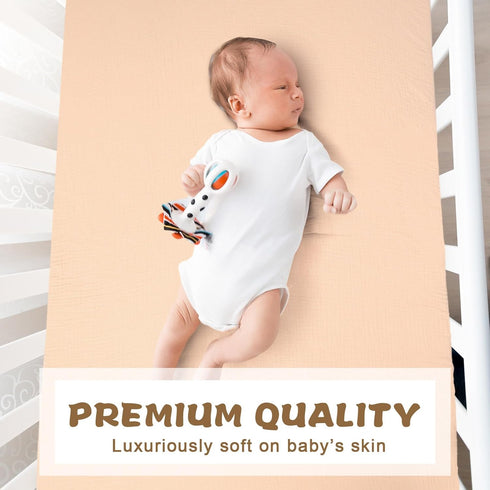 3 24'' 38'' Newwiee Pcs Muslin Crib Sheets for Girls and Boys x Cotton Soft Fitted Baby Bed Sheets for Crib