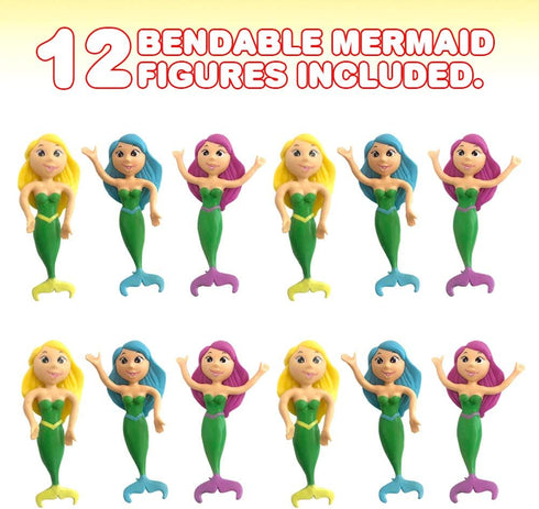 Set 12 ArtCreativity Bendable Mermaid Figures, of Flexible Magical Figurines, Stress Relief Fidget Toys for Kids
