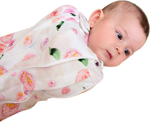 Woombie 0-9 Grow with Me Baby Swaddle with Leggies, Watercolor Roses, Months