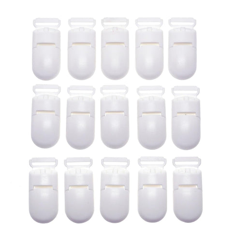 15Pcs/Pack Pacifier Clip Holder, Plastic Mitten Binky Clip for DIY Personalized Teething Toys, White Color 15mm