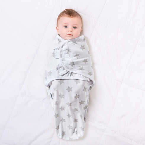 Baby Swaddle Blanket, 2 Pack Newborn Swaddles 0-3 Months, Easy Change Infant Wrap, Adjustable Swaddle Sack (Brown Stars)