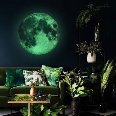 Glow in The Dark Moon Wall Decals 30cm Luminous Art Sticker for Kids Bedroom, Removable Adhesive