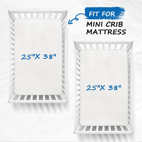 Pack 2 Pack 38"x 25", Pack and Play Sheets Waterproof, Cotton Mini Crib Sheets Compatible with Graco n Play, Dream on