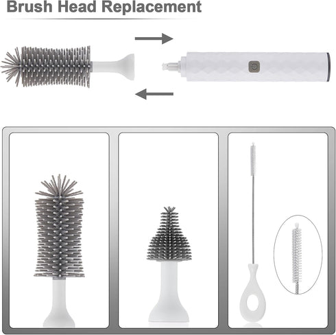 Electric Baby Bottle Brush Set, Multi-Purpose Cleaner Brushes, 360° High-Speed Rotation, Waterproof IPX65, Perfect Baby