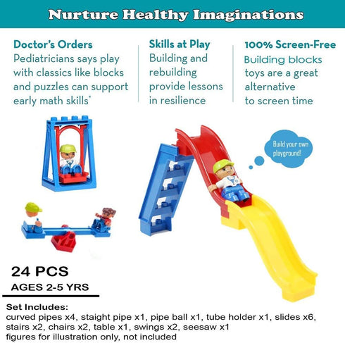 Liberty Imports 24 PCS Big Building Blocks - Park Playground Themed Toy Accessories for Kids, DIY Set