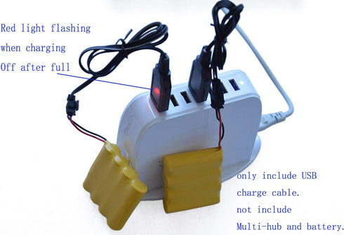 Blomiky 2 Pack 4.8V 250mA USB Charger Power Adapter Cable for SY-E511 RC Excavator 4.8V NiCd or NiMH