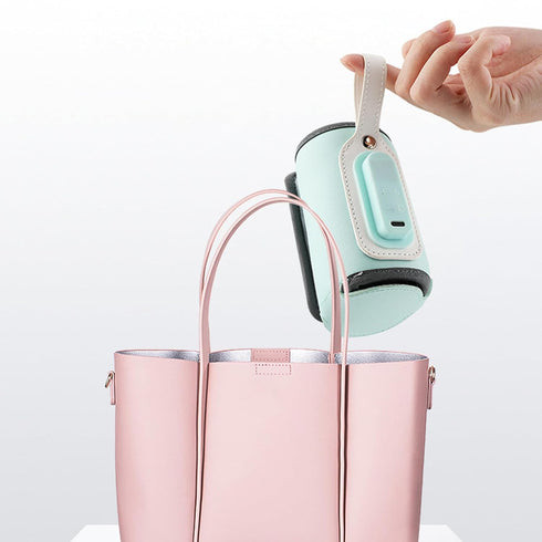 CAKEEYUM 21w Baby Bottle Warmer, Temperature Adjustable PU Portable Bottle Warmer with Handle Rechargeable Digital