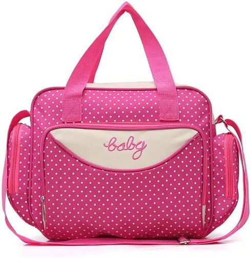 PUPZY 5PCS Set Diaper Bag Tote with Sun, Moon, and Stars, Wipes Pocket, Dirty Diaper Pouch, Changing Pad