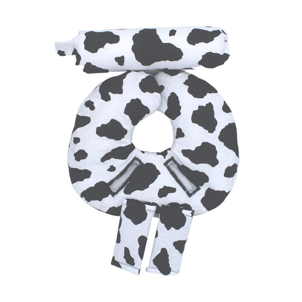 Little Tall Poppy Infant Car Seat Head Support Set, Cow Print, Newborn Head Rest, Baby