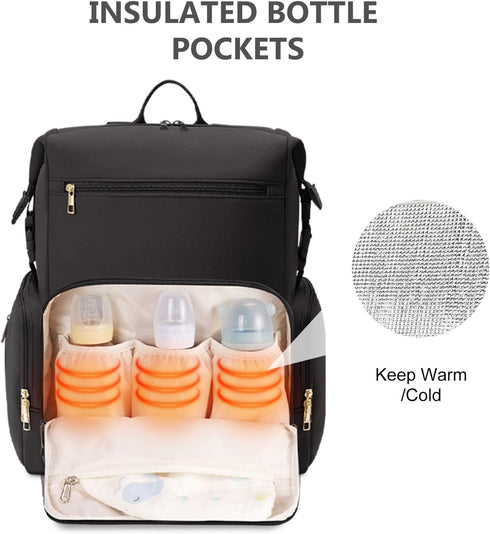 Backpack CEI-CEI Neoprene Diaper Bag with Changing Pad, Large Newborn Baby Maternity Bags Travel Tote with Insulated