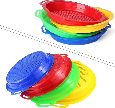 (4PCS) Sand Sifter Sieves for Kids - Heavy Duty ABS Beach Sifter Discovery Toy for Gardening, Digging, Finding Treasure