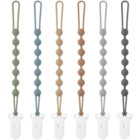 Eascrozn 6 Pack Silicone Pacifier Clip with One-Piece Design for Baby Boys