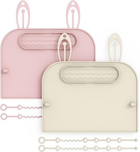 Captainbear 2Pack Silicone Placemats for Baby&Kid, Stain-Proof Non-Slip Baby Place Mat for Restaurant