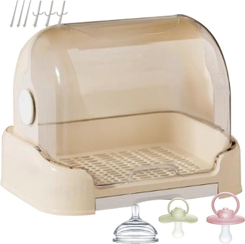 Generic Baby Bottle Storage Organizer Nursing Box Drying Rack with Cover,Dustproof Case Portable Container for Cabinet