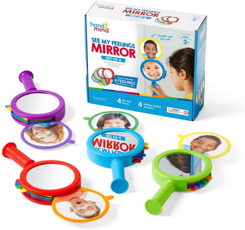hand2mind See My Feelings Mirror, Play Therapy Toys, Mindfulness for Kids, Emotional