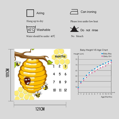 Honeycomb Bee Baby Monthly Milestone Blanket, 48x40in Nursery Newmom Gifts, Age Growth Tracker with Bonus Marker LHFS835